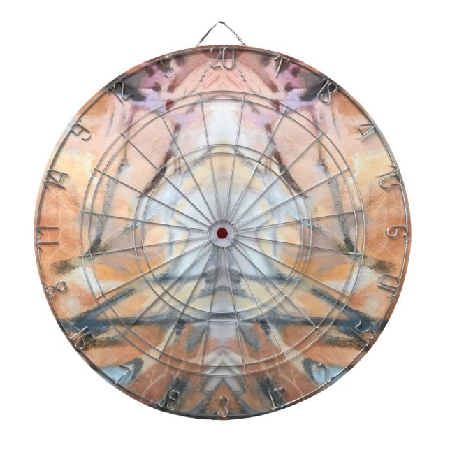 Cremegraubraun-gelb-orange abstrakte Wasserfarbe Dartscheibe (vorne)