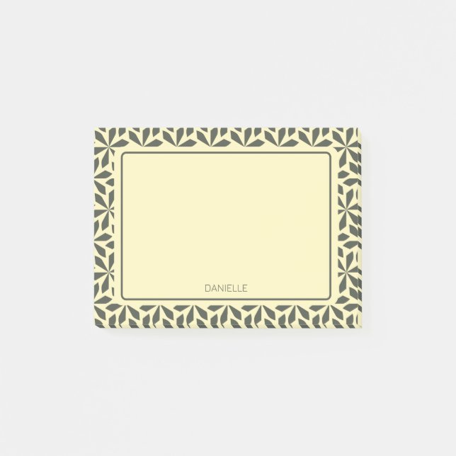 cremegraues Blumenmotiv Post-it Klebezettel (Vorderseite)