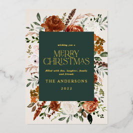 cremegrüne Chic florale botanische elegante Schrif Folien Feiertagskarte