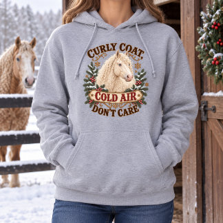 Cremello American Bashkir Curly Cold Weather Humor Hoodie
