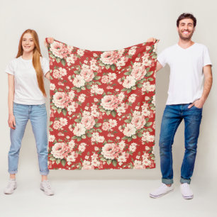 Cremepastellfarben Rose rot Fleecedecke