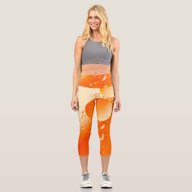 Cremes orangefarbenes, kreisförmiges abstraktes De Capri Leggings (Vorderseite)