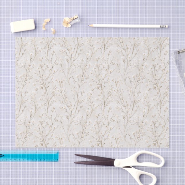 Cremeweiße Florale Hochzeitsdusche Seidenpapier (Handwerk)