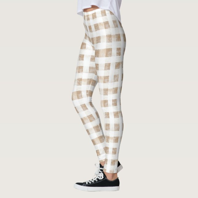 Cremeweiße Karopfeifen  Leggings (Links)