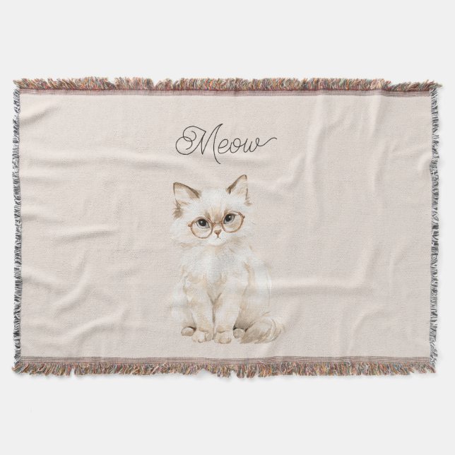 Cremeweiße Katzenbrille  Decke (Vorderseite)