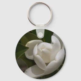 Cremeweiße Magnolia-Blume Schlüsselanhänger