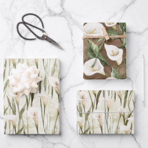 Cremeweiße Zantedeschia Blumen-Braut-Dusche Geschenkpapier Set