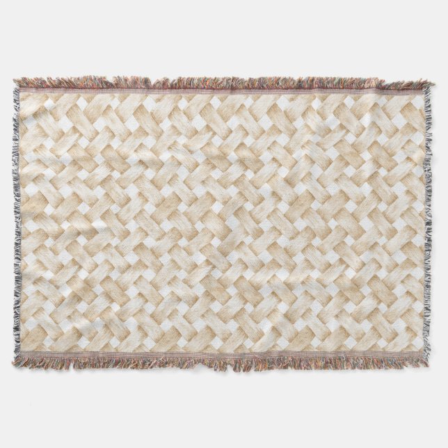 Cremeweißes falsches Korbgeflecht  Decke (Vorderseite)