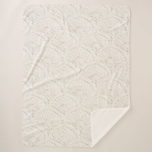 Cremeweißes Kunstspitze Sherpadecke (Vorderseite)