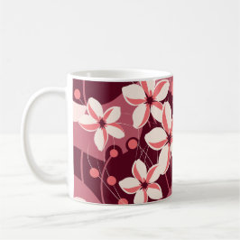 Cremeweißes und pfirsichrosa florales Muster Kaffeetasse