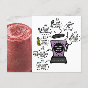 cremiges BlackBerry-Green Smoothie Rezept Postkarte