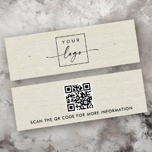 Cremwäsche-Aussehen Logo QR Ohrring-Display-Karte