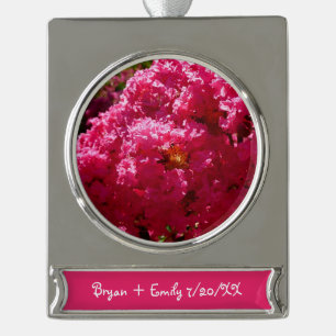 Crepe Myrtle Tree Magenta Floral Banner-Ornament Silber