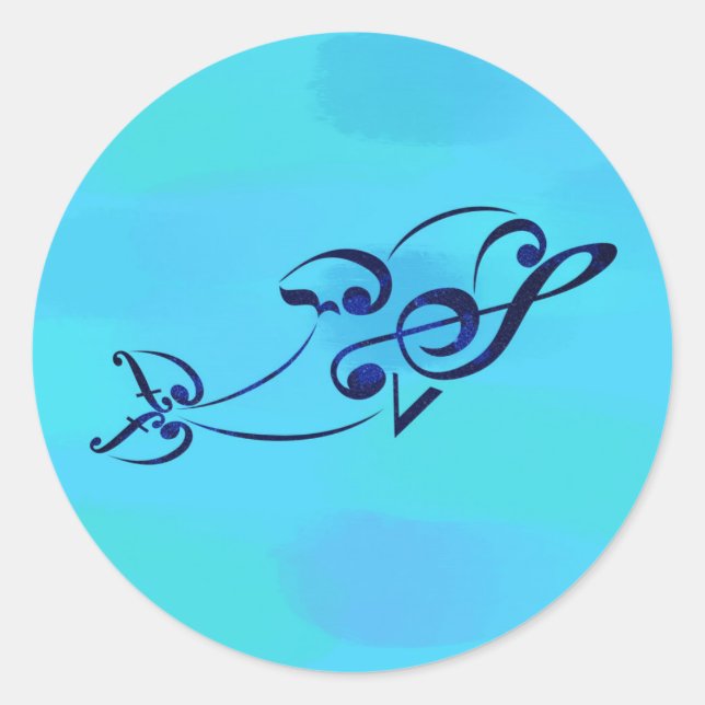 Crescendolphin Runder Aufkleber (Vorderseite)