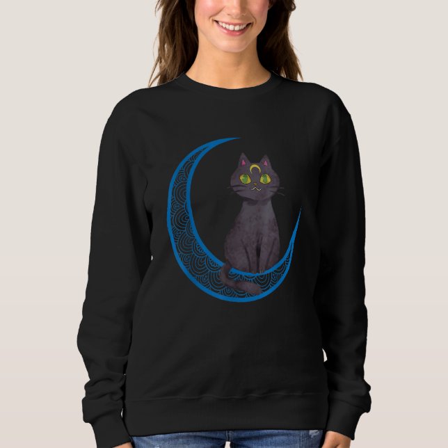 Crescent Aesthetic Cat Gothic Mystic   Kitty Fan S Sweatshirt (Vorderseite)
