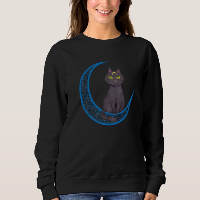 Crescent Aesthetic Cat Gothic Mystic  Kitty Fan Sa Sweatshirt (Vorderseite)