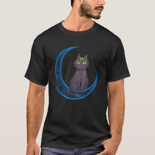 Crescent Ästhetik Katze Gothic Mystiker Kitty Fa T-Shirt
