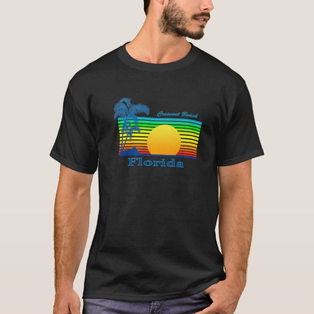 Crescent Beach Florida Retro Tropical Beach Sunset T-Shirt (Vorderseite)