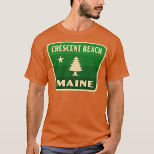 Crescent Beach Maine Retro Pine Tree Abzeichen Grü T-Shirt