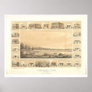 Crescent City, CA. Panoramakarte 1857 (0465A) Poster