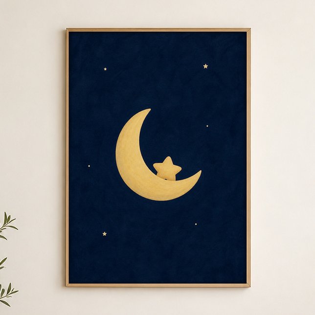 Crescent Cradle Aquarell Himmelskunst Poster (Shown framed for scale. Poster ships unframed; frames are an optional add-on.)