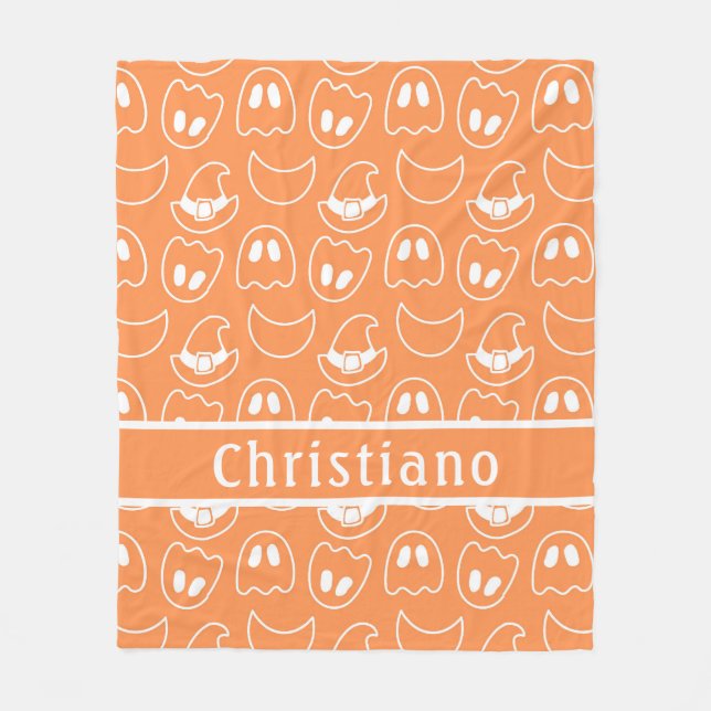 Crescent Ghost Orange Fleece Blanket (Vorderseite)