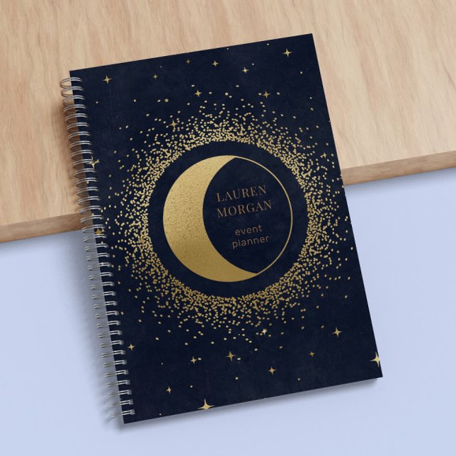 Crescent Gold Moon Monogram Notebook Notizbuch (Von Creator hochgeladen)