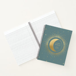 Crescent Gold Moon Personalisiert Monogram Noteboo Notizbuch