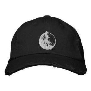 Crescent Golf Ball Golfer Auffällige Silhouette Bestickte Baseballkappe