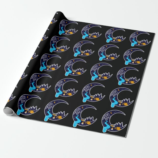 Crescent Moon Adventure Camping Geschenkpapier (Ungerollt)