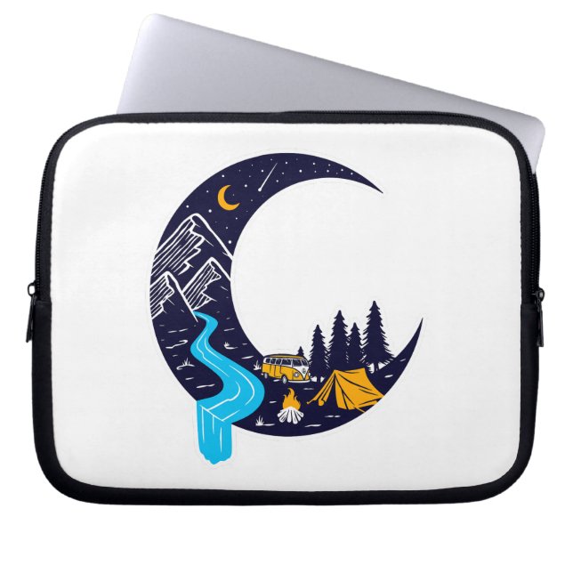 Crescent Moon Adventure Camping Laptopschutzhülle (Vorderseite)