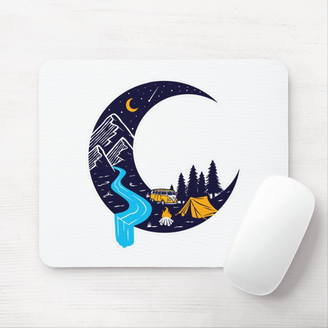 Crescent Moon Adventure Camping Mousepad (Mit Mouse)