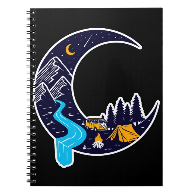 Crescent Moon Adventure Camping Notizblock (Vorderseite)