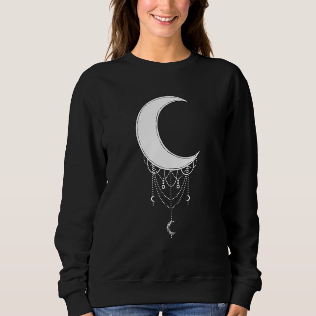 Crescent Moon Ästhetik Goth Soft Grunge Gothic Wi Sweatshirt (Vorderseite)