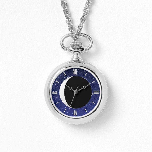 Crescent Moon auf einem Sternenhimmel Armbanduhr (Vorderseite)