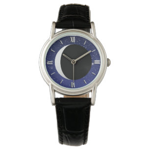 Crescent Moon auf einem Sternenhimmel Armbanduhr