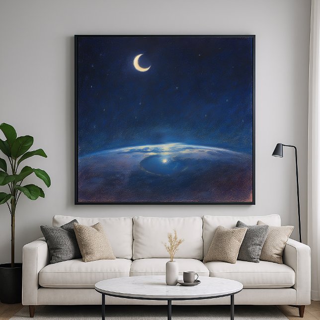 Crescent Moon aus dem All - Pastellfarben Poster (Von Creator hochgeladen)