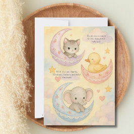 Crescent Moon Baby Animals Baby Dusche New Baby Dankeskarte
