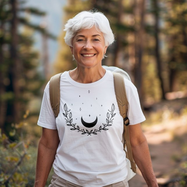 Crescent Moon & Blätter Boho Line Art Tri-Blend Shirt (Von Creator hochgeladen)