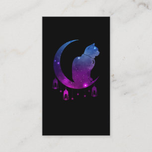 Crescent Moon Cat Mystical Pastel Goth Visitenkarte
