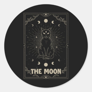 Crescent Moon Cat Tarot Card Graphic for Tarot Cat Runder Aufkleber