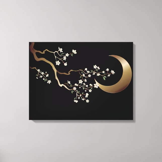 Crescent Moon Cherry Blüten Leinwanddruck (Vorderseite)