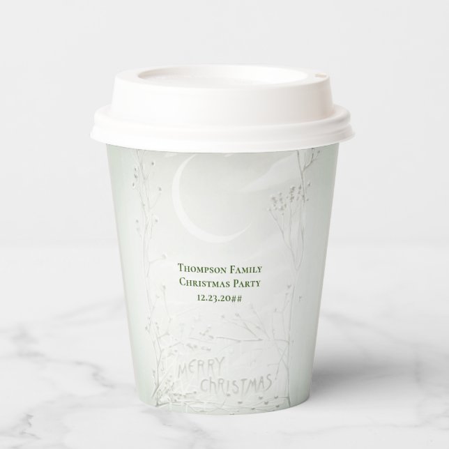 Crescent Moon Frozen Wilde Blume Weihnachts-Abende Pappbecher (Vorderseite)