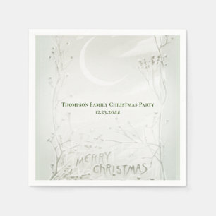Crescent Moon Frozen Wilde Blume Weihnachts-Abende Serviette