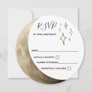 Crescent Moon & Gold Stars Hochzeit RSVP Einladung