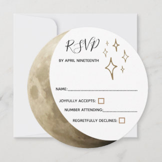 Crescent Moon & Gold Stars Hochzeit RSVP Einladung