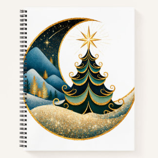 Crescent Moon Gold Winter Weihnachtswunderland Notizbuch