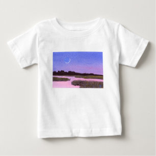 Crescent Moon & Heron Twilight Marsh Baby T-shirt