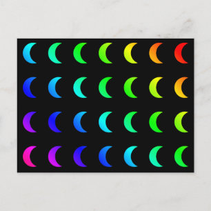 Crescent Moon Lunar Luna Colorful Rainbow Colors Postkarte