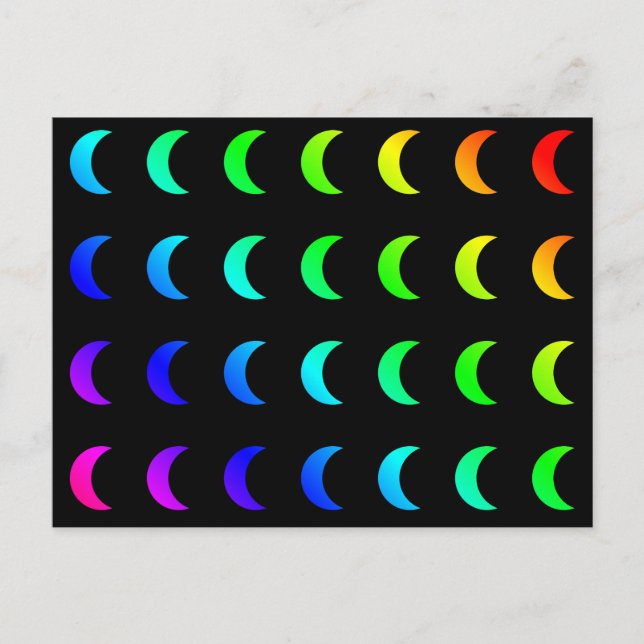 Crescent Moon Lunar Luna Colorful Rainbow Colors Postkarte (Vorderseite)